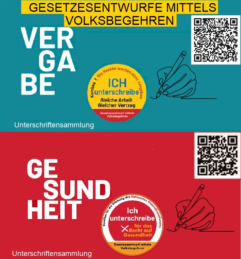Gesetzesentwurfe mittels Volksbegehren - Gesundheit und Vergabe